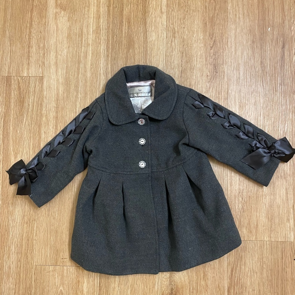 Elegant Kids Pea Coat with Ribbon Details
